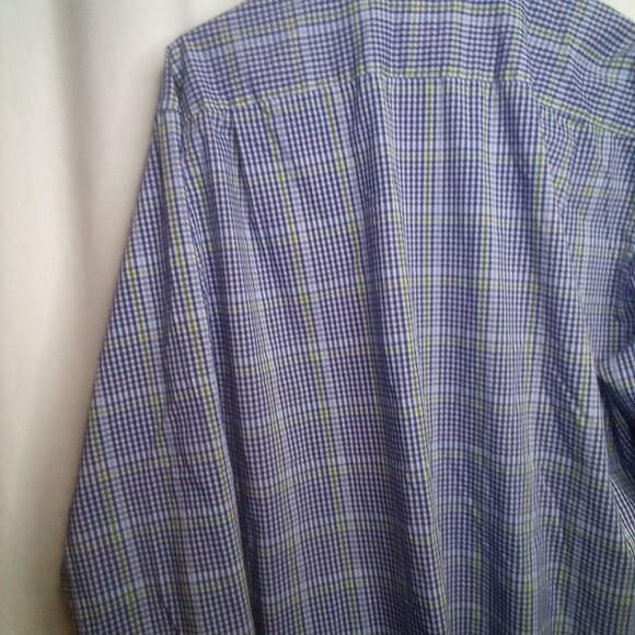 Crown & Ivy Shirt Men 18 18 1/2 34/35 XXL Button Up Long Sleeve Plaid Blue Green - Picture 2 of 16